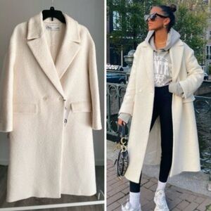 Vintage Oyster White 100% pure Wool coat double breasted Sz 10 Unbranded
